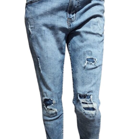 Aeropostale Super Skinny Men's Distressed Blue Jeans Size 32/30 Medium Washed - Picture 2 of 8